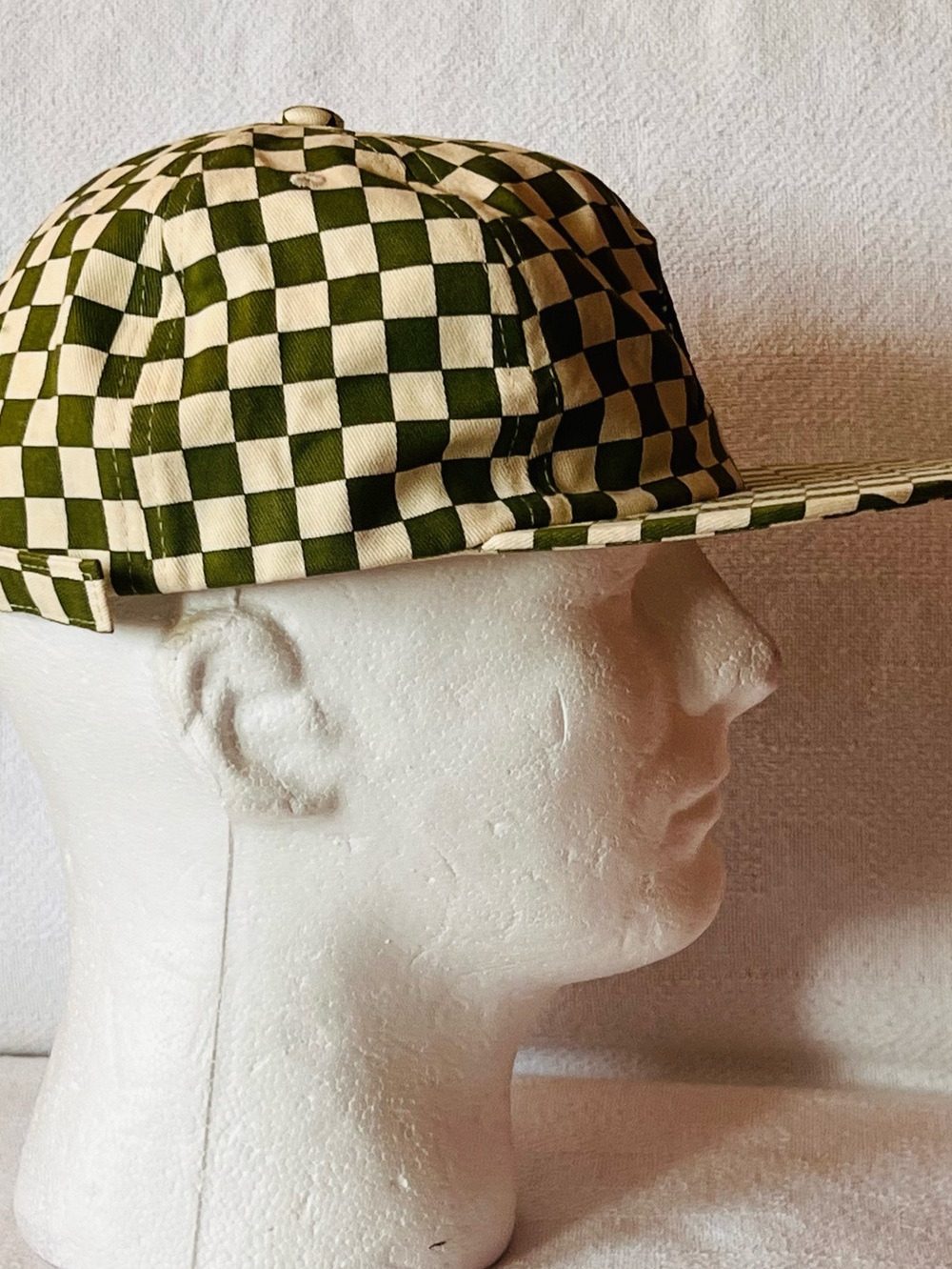 Checkerboard Olive and Cream Snapback Hat